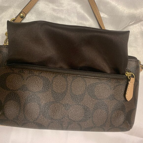 Coach Women's Signature PVC Corner Zip Large Wristlet SV/Brown Azalea F51258 - Picture 8 of 16